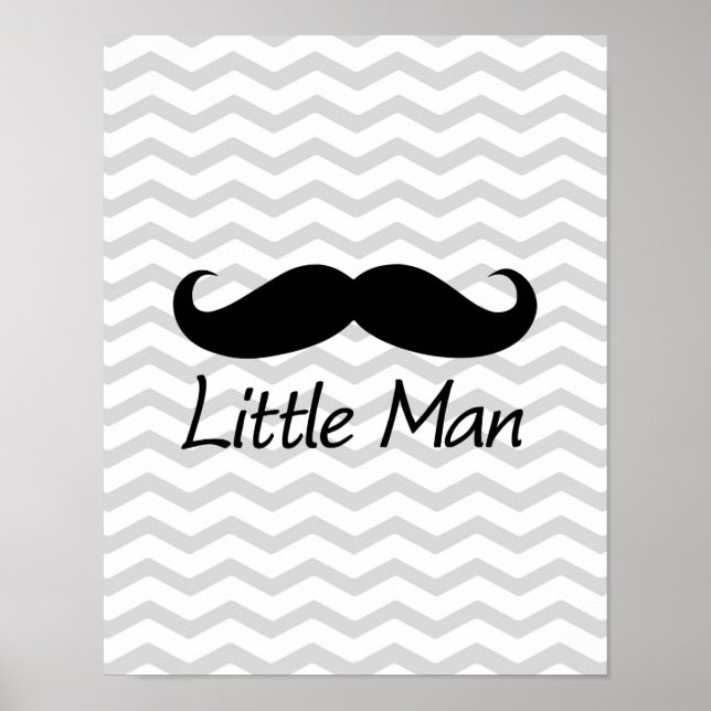 Little Man Mustache Chevron Cute Boys Poster (Framsidan)