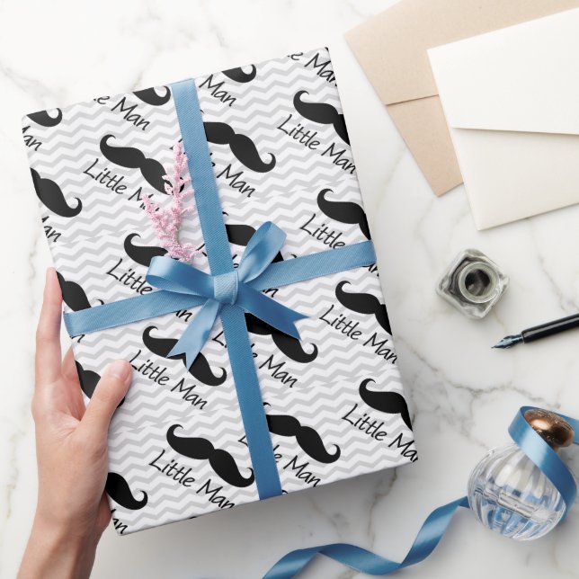 Little Man Mustache Chevron Cute Boys Presentpapper (Gifting)