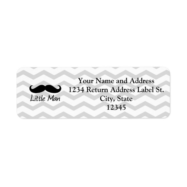 Little Man Mustache Chevron Cute Boys Returadress Etikett (Framsidan)
