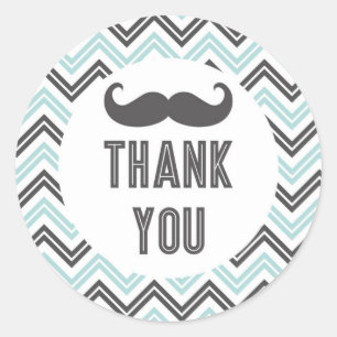 Little Man Mustache Chevron Tack Sticker Runt Klistermärke