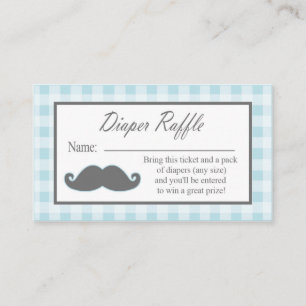 Little Man Mustache Diaper Raffle Biljett Tilläggskort