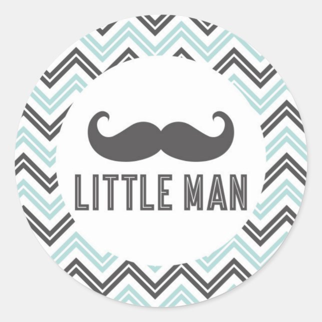 Little Man Mustache Sticker Runt Klistermärke (Framsida)