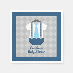 Little Man Mustache Tie Suspenders Baby Shower Pappersservett