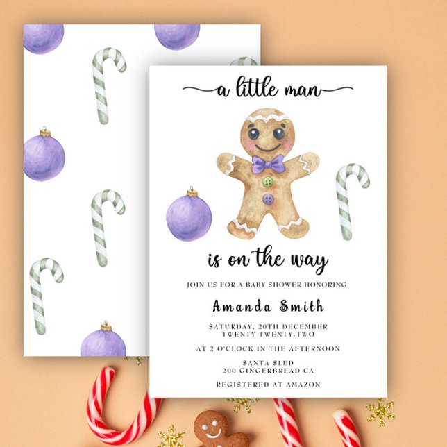 Little Man Pepparkaksgubbe Baby Shower Inbjudningar (Skapare uppladdad)