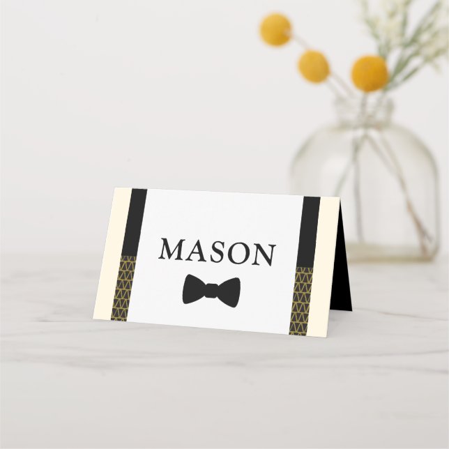 Little Man place Card, Bow tie Placeringskort (Framsida)