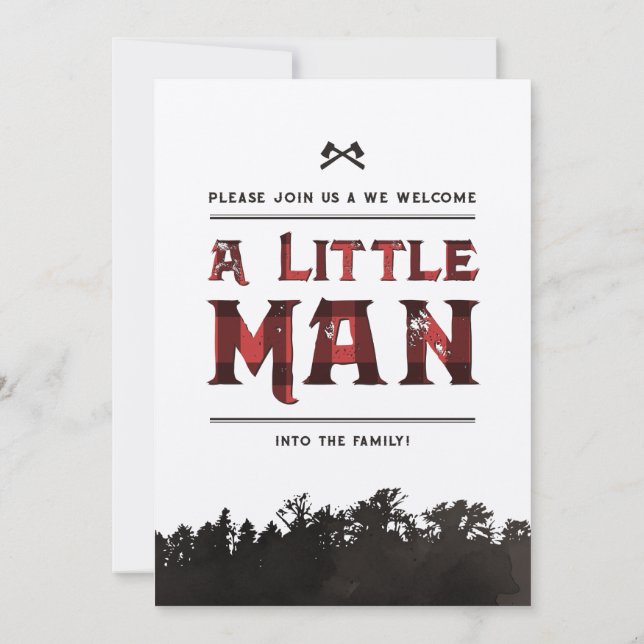 Little Man Play Woodland Par Shower Inbjudan (Baksida)