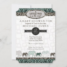 Little Man Safari Elephants Zebra Baby Shower