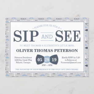 Little Man Sip och See Baby Shower-inbjudan Inbjudningar