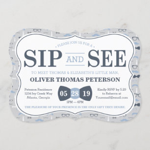 Little Man Sip och See Baby Shower-inbjudan Inbjudningar