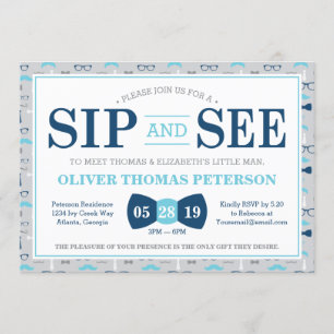 Little Man Sip och See Baby Shower-inbjudan Inbjudningar
