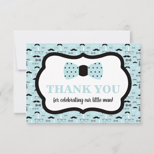 Little Man Tack, Bow Tie, Blue, Black Inbjudningar (Framsida)
