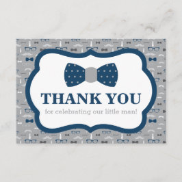Little Man Tack, Bow Tie, Navy, Grått Tack Kort