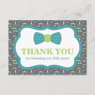 Little Man Tack, Teal, Lime Green, Grått Tack Kort