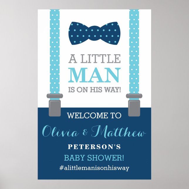 Little Man Welcome Sign Poster, Baby Shower Poster (Framsidan)