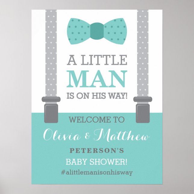 Little Man Welcome Sign Poster, Baby Shower Poster (Framsidan)