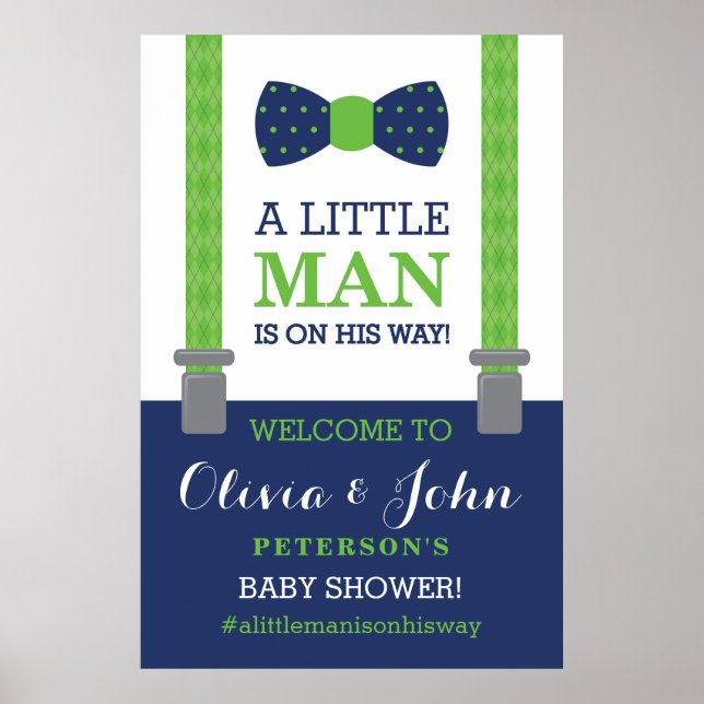 Little Man Welcome Sign Poster, Baby Shower Poster (Framsidan)