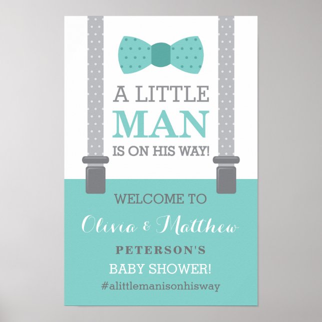 Little Man Welcome Sign Poster, Baby Shower Poster (Framsidan)