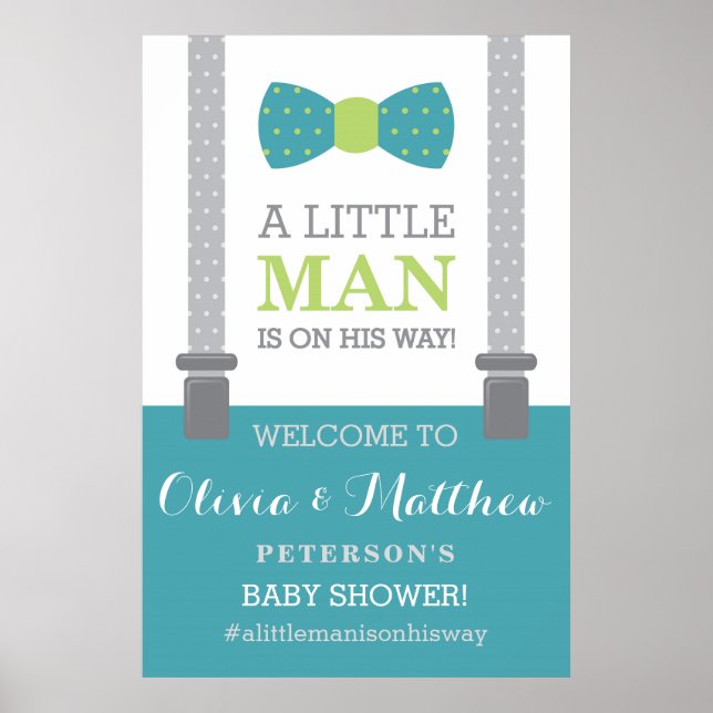 Little Man Welcome Sign Poster, Baby Shower Poster (Framsidan)