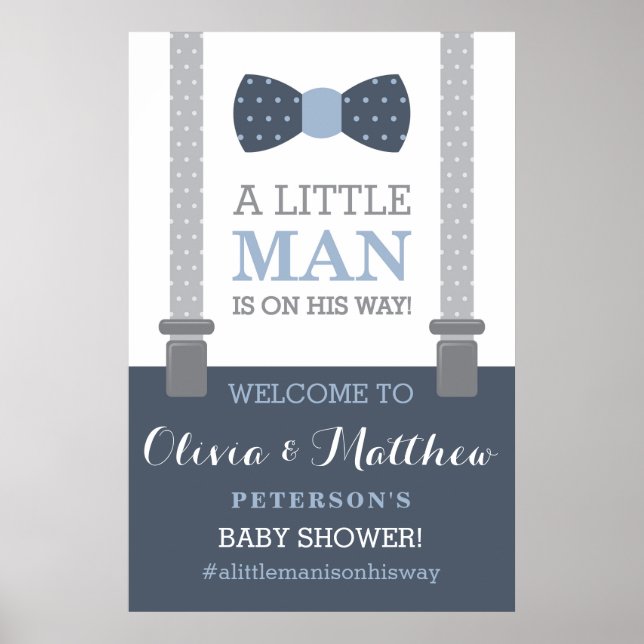Little Man Welcome Sign Poster, Baby Shower Poster (Framsidan)