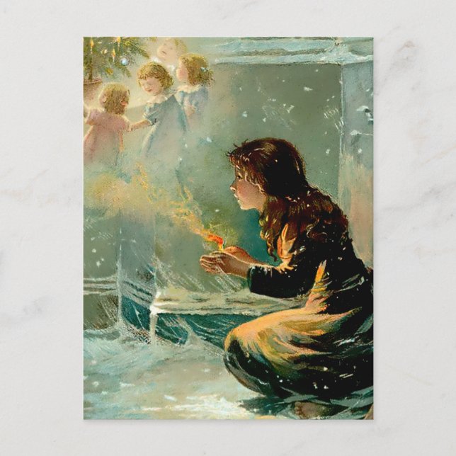 "Little Match Girl" av E S Hardy Vykort (Framsida)