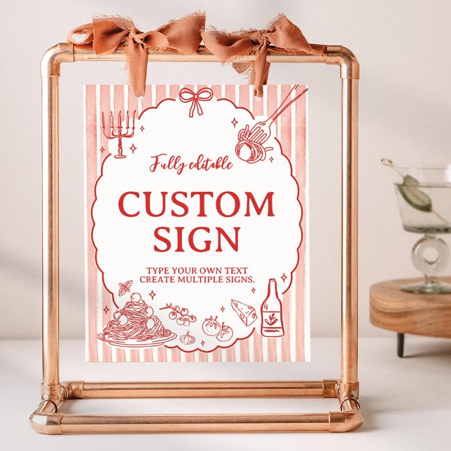 Little Meatball Italian Birthday Party Table Sign Poster (Skapare uppladdad)