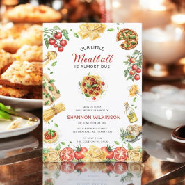 Little Meatball Italian Pasta Baby Shower QR code Inbjudningar