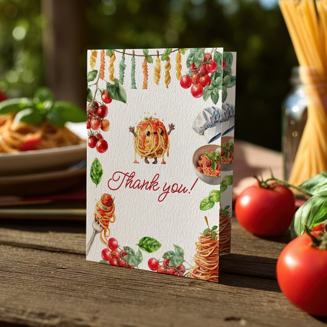Little Meatball Italian Pasta Baby Shower Tack Kort (Little Meatball Italian Pasta Baby Shower Thank You Card)