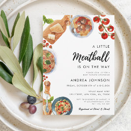 Little Meatball Italy Food Baby Shower Inbjudningar