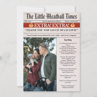 Little Meatball Newspaper Baby Shower Photo Tack Kort