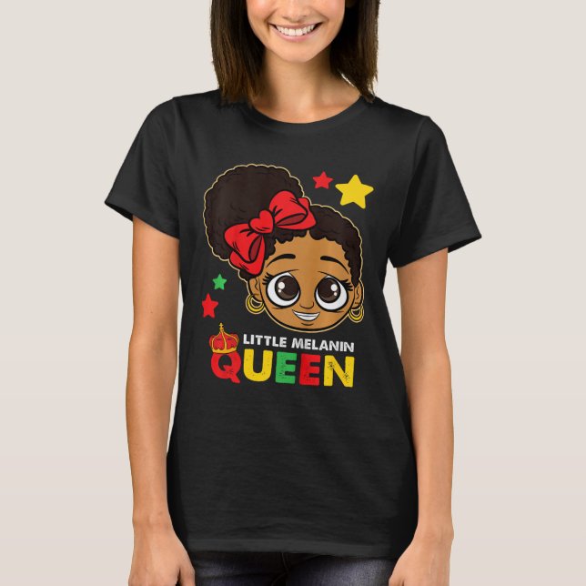 Little Melanin Queen Black History Month Blm Afric T Shirt (Framsida)