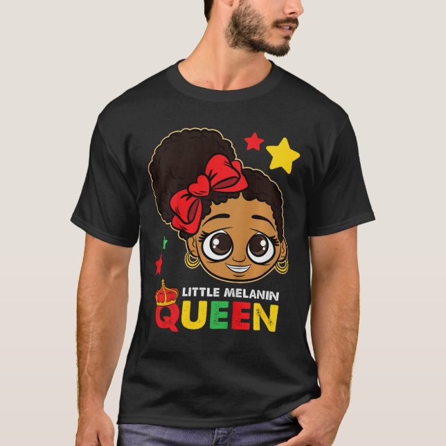 Little Melanin Queen Black History Month Blm Afric T Shirt (Framsida)