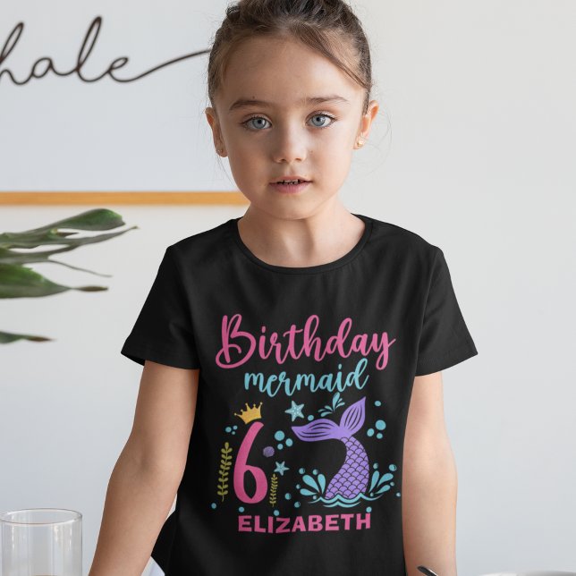 Little Mermaid's 6th Birthday Girl T Shirt (Skapare uppladdad)