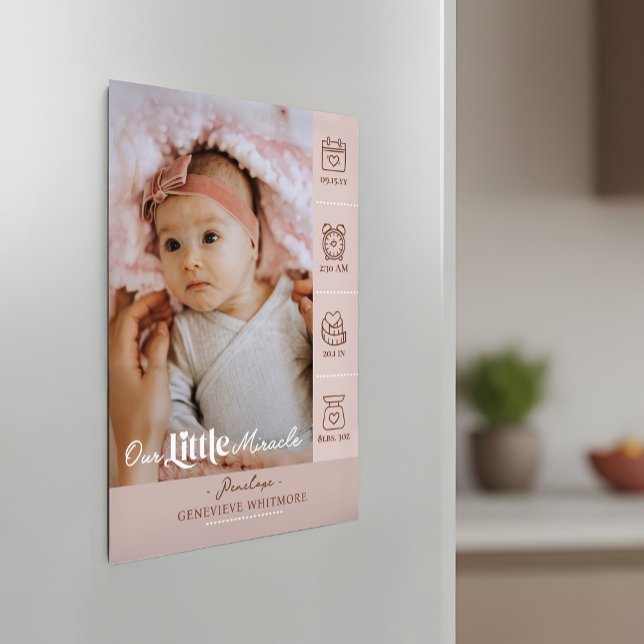 Little Miracle Födelsestatistik Foto Bebis Annonse (Little Miracle Birth Stats Photo Baby Announcement)