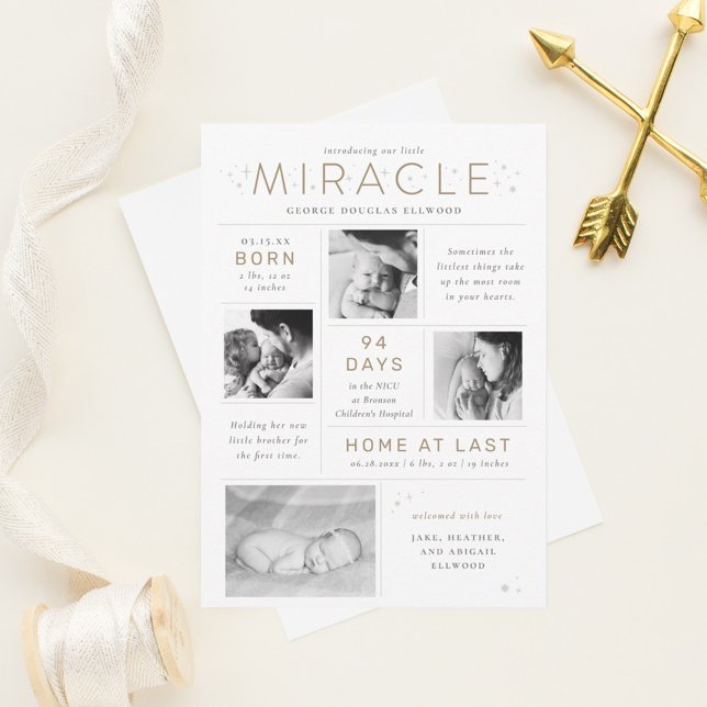 Little Miracle Preemie NICU Infografik Birth Meddelande (Little Miracle nicu baby birth announcement)