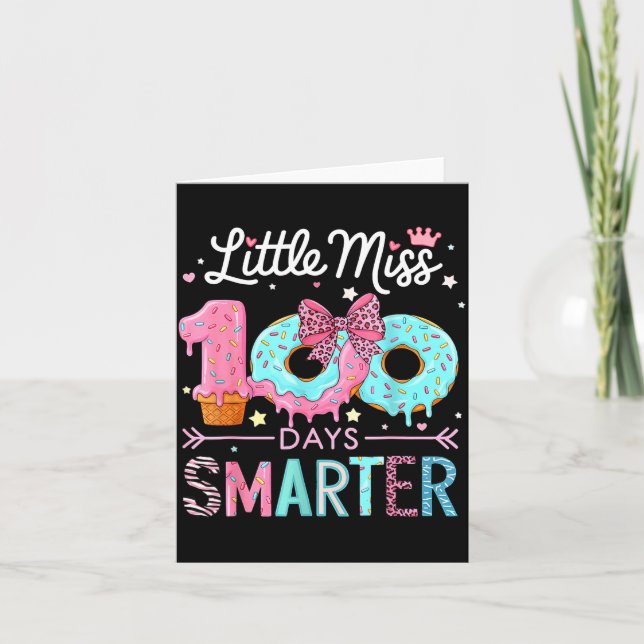 Little Miss 100 Days Smarter Kids Girls 100th Day  Kort (Framsida)