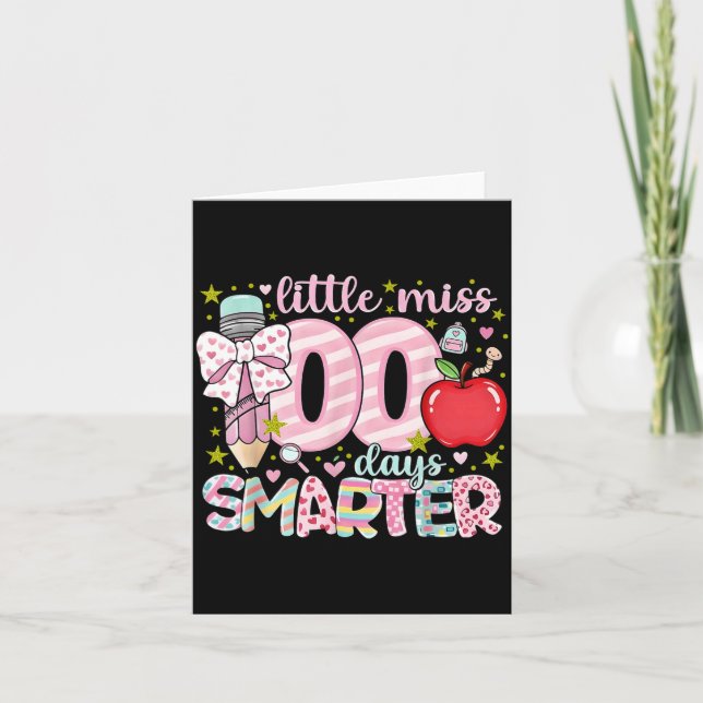 Little Miss 100 Days Smarter Kids Girls 100th Day  Kort (Framsida)