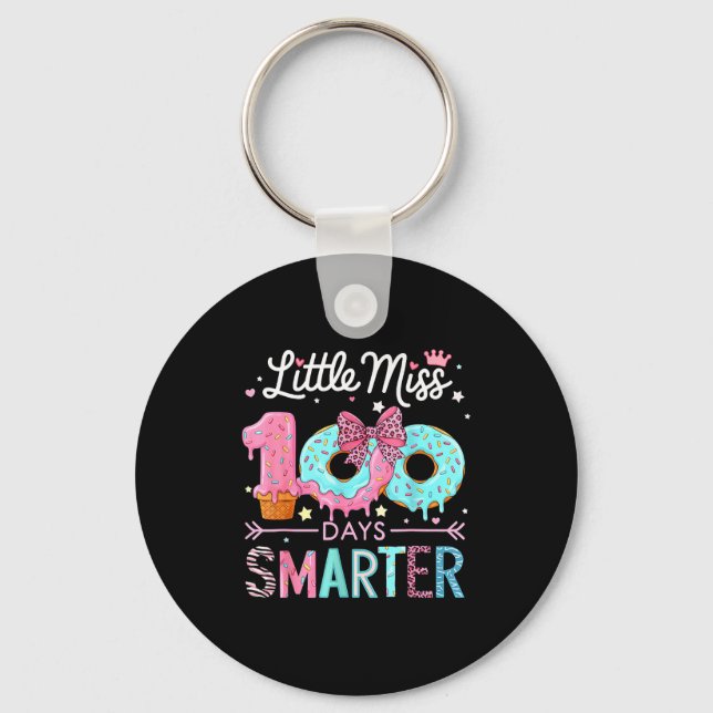 Little Miss 100 Days Smarter Kids Girls 100th Day  Nyckelring (Framsida)