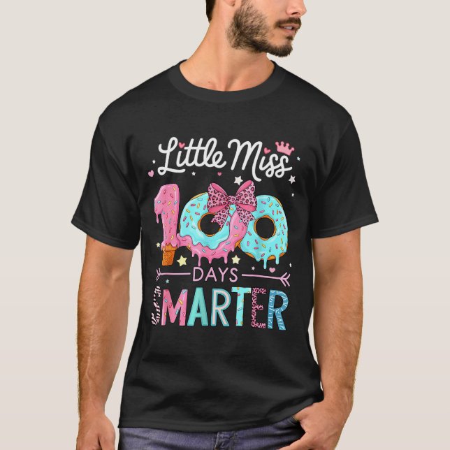 Little Miss 100 Days Smarter Kids Girls 100th Day  T Shirt (Framsida)