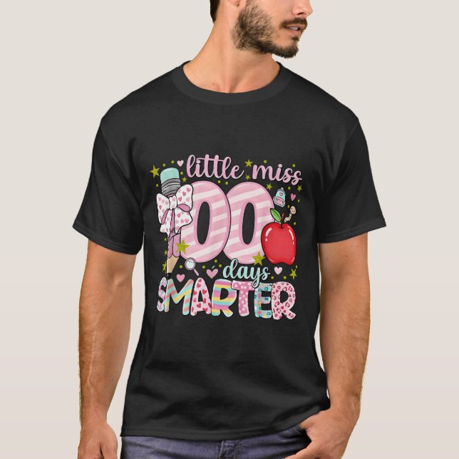 Little Miss 100 Days Smarter Kids Girls 100th Day  T Shirt (Framsida)