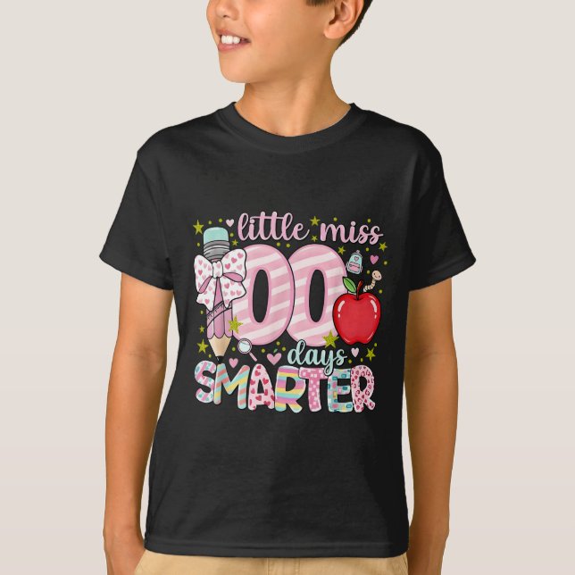 Little Miss 100 Days Smarter Kids Girls 100th Day  T Shirt (Framsida)