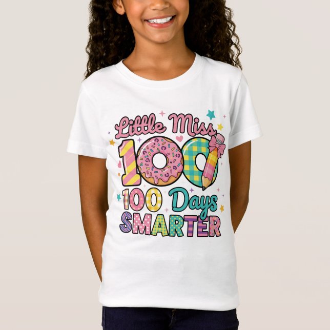 Little Miss 100 Days Smarter  T Shirt (Framsida)