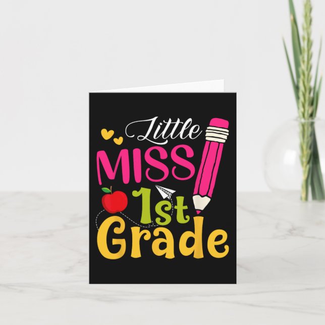 Little Miss 1st Klass Cute Back to school Hej Fi Kort (Framsida)