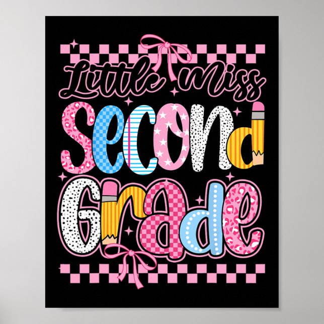 Little Miss 2nd Grade Back To School Girls Kid Coq Poster (Framsidan)