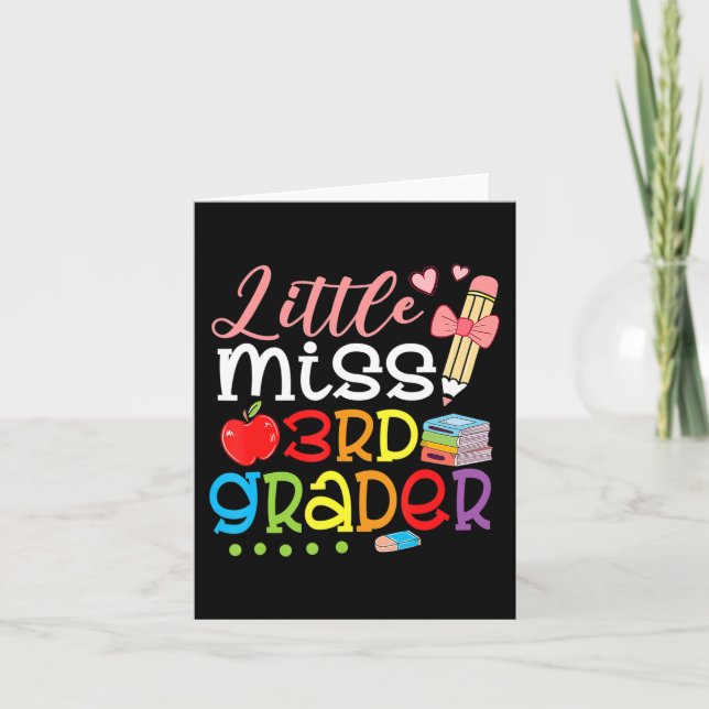 Little Miss 3rd Grader Back to school Girls Tredje Kort (Framsida)