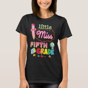 Little Miss 5th Klass Cute Back to school Femte Gi T Shirt