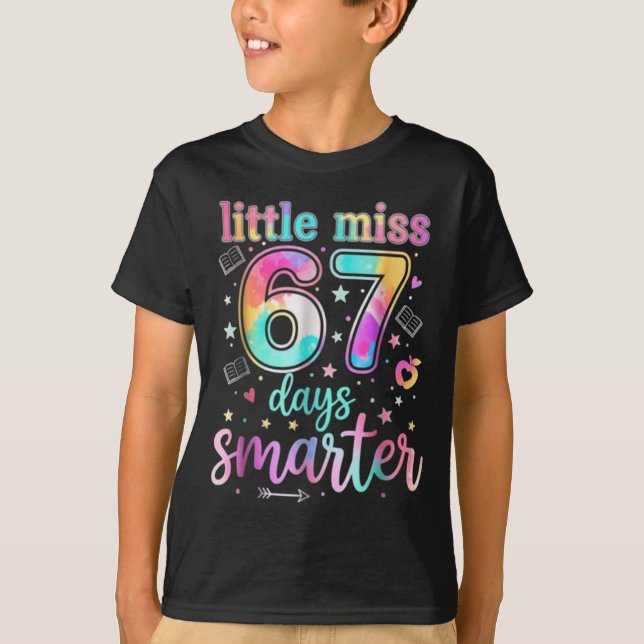 Little Miss 67 Days Smarter 67 Days Of School Six  T Shirt (Framsida)