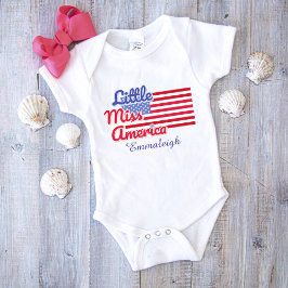 Little Miss America Flagga Typography Girl Anpassn T Shirt