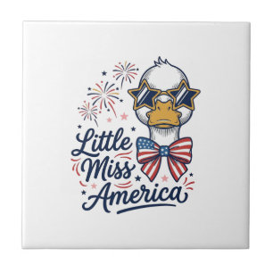 Little Miss America Patriotisk Anka Vintage Tröja  Kakelplatta
