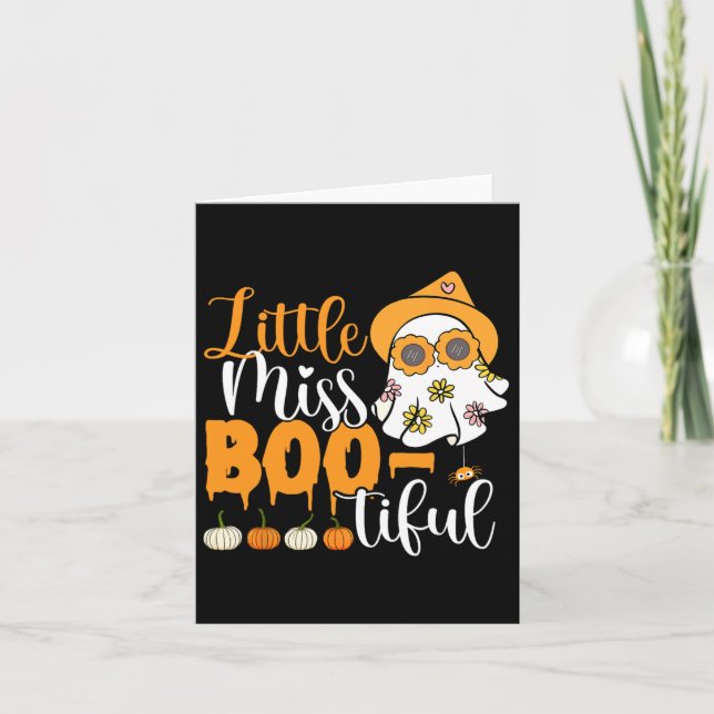 Little Miss Boo-tiful Cute Boo Ghost Halloween Tod Kort (Framsida)