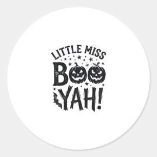 Little Miss Boo Yah Vintage Halloween Tröja Design Runt Klistermärke